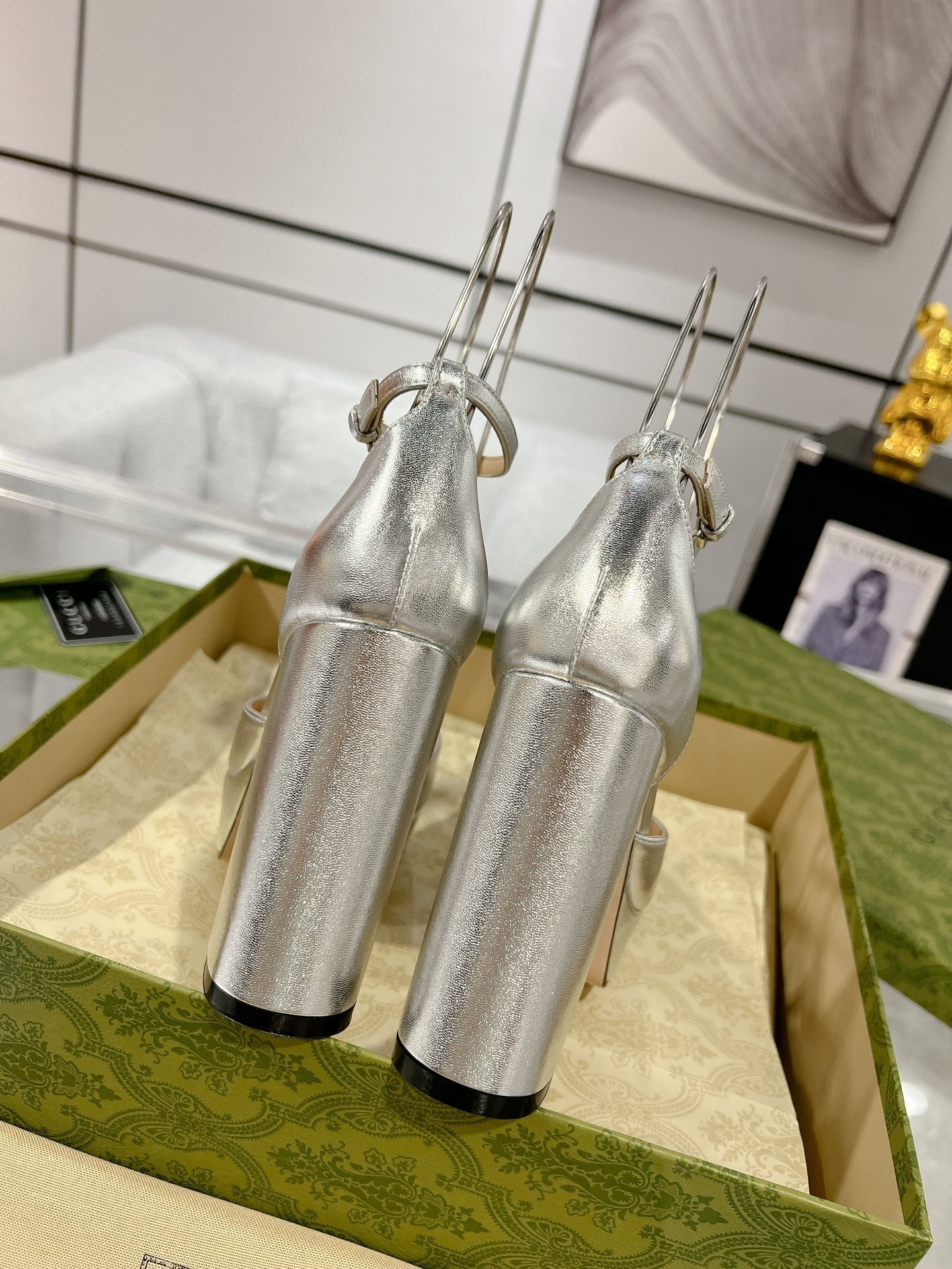 G* New high heels with crystal diamond double G buckle