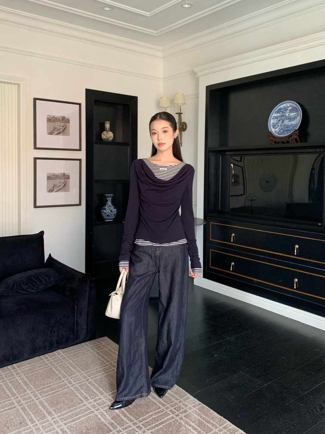 Chan New Striped bottoming shirt