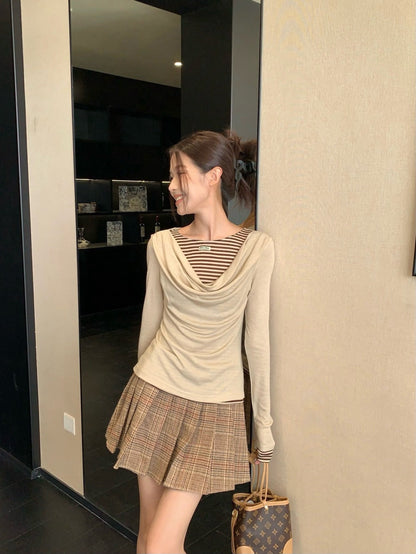 Chan New Striped bottoming shirt