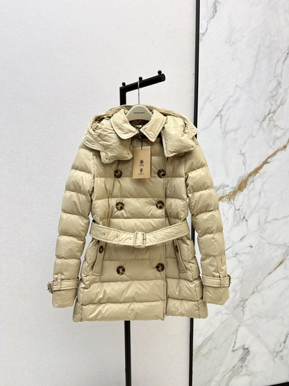 Bur New Short double-breasted hooded down jacket
