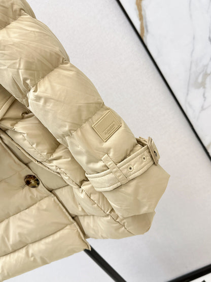 Bur New Short double-breasted hooded down jacket