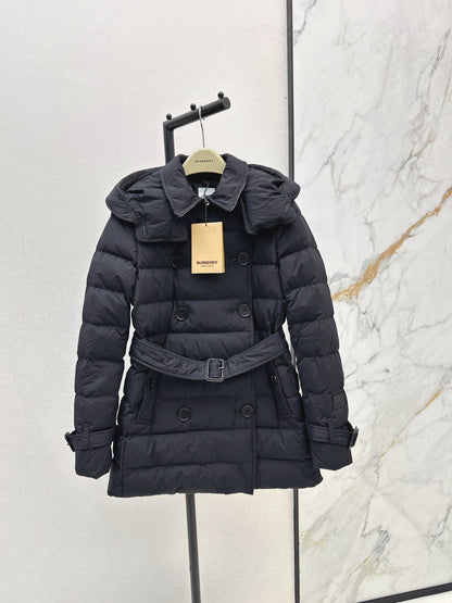 Bur New Short double-breasted hooded down jacket