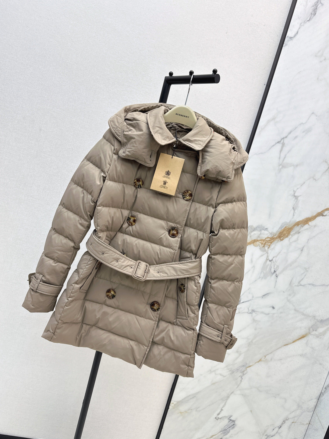 Bur New Short double-breasted hooded down jacket