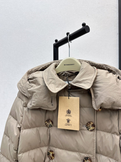 Bur New Short double-breasted hooded down jacket