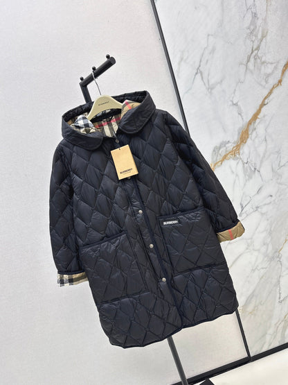 Bur New Diamond-patterned mid-length down jacket