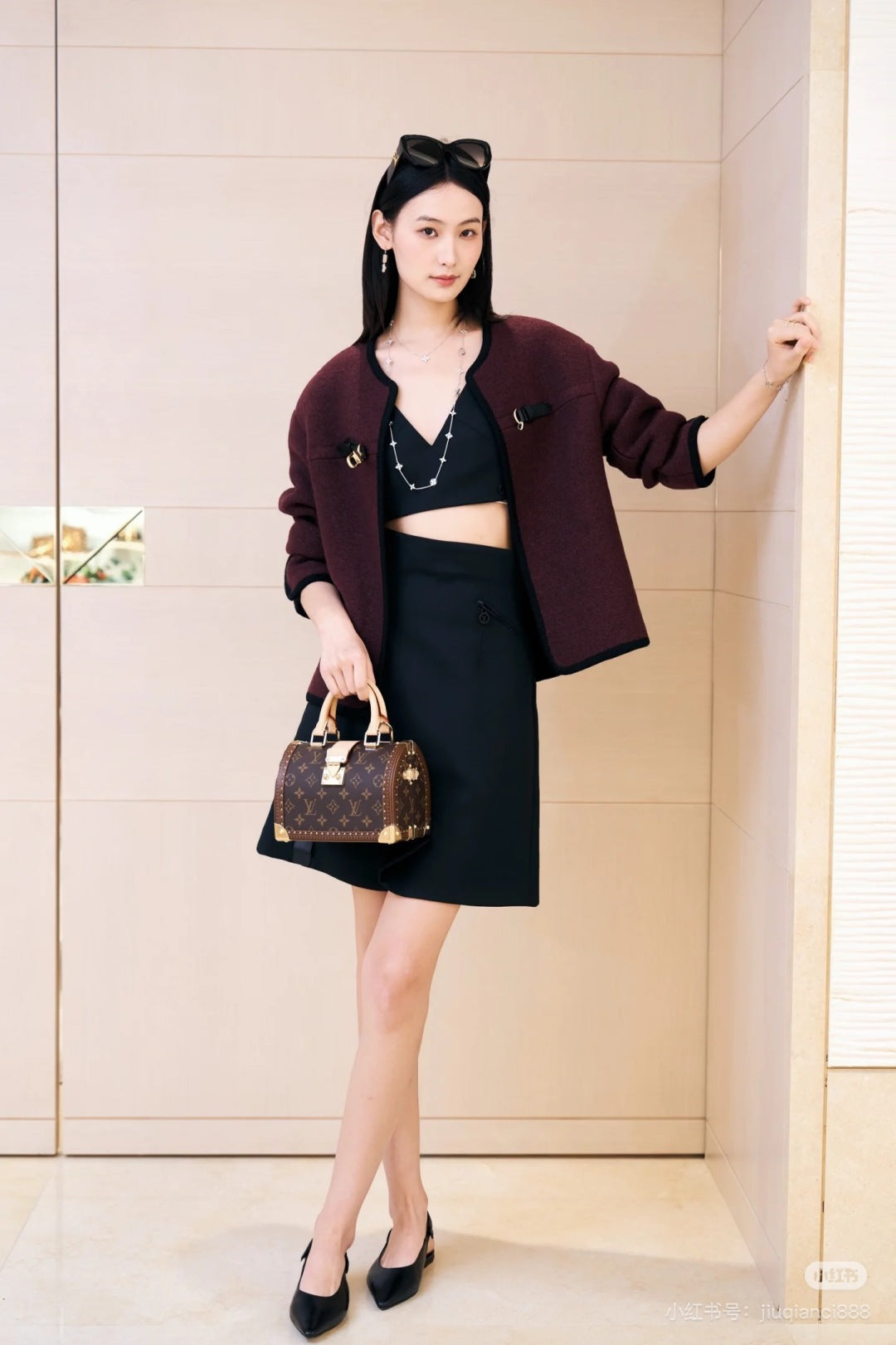 Louis  New Leather buttoned cape coat