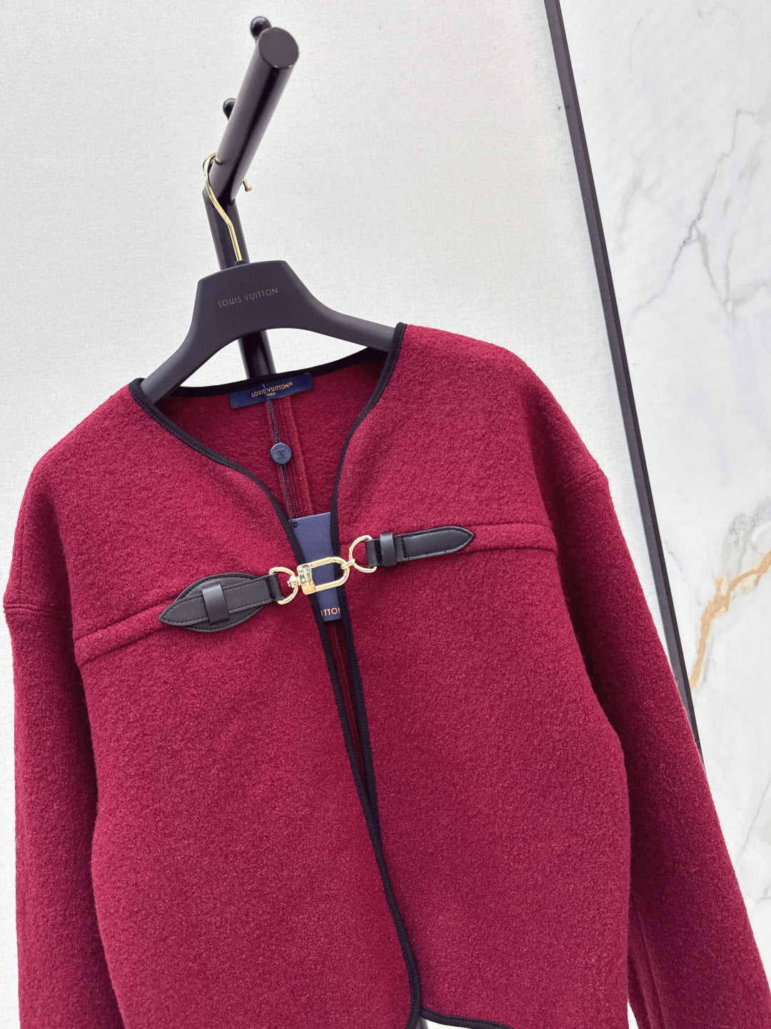 Louis  New Leather buttoned cape coat