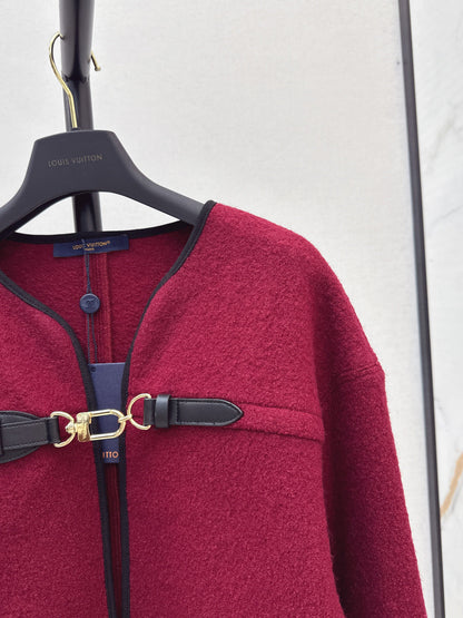 Louis  New Leather buttoned cape coat