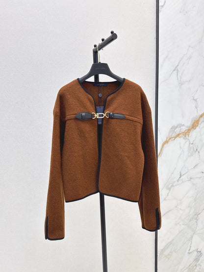 Louis  New Leather buttoned cape coat