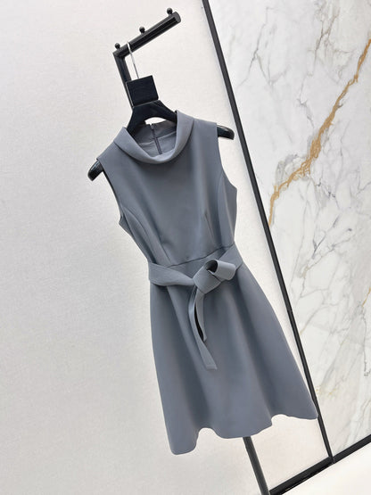 CD New Stand collar belt dress