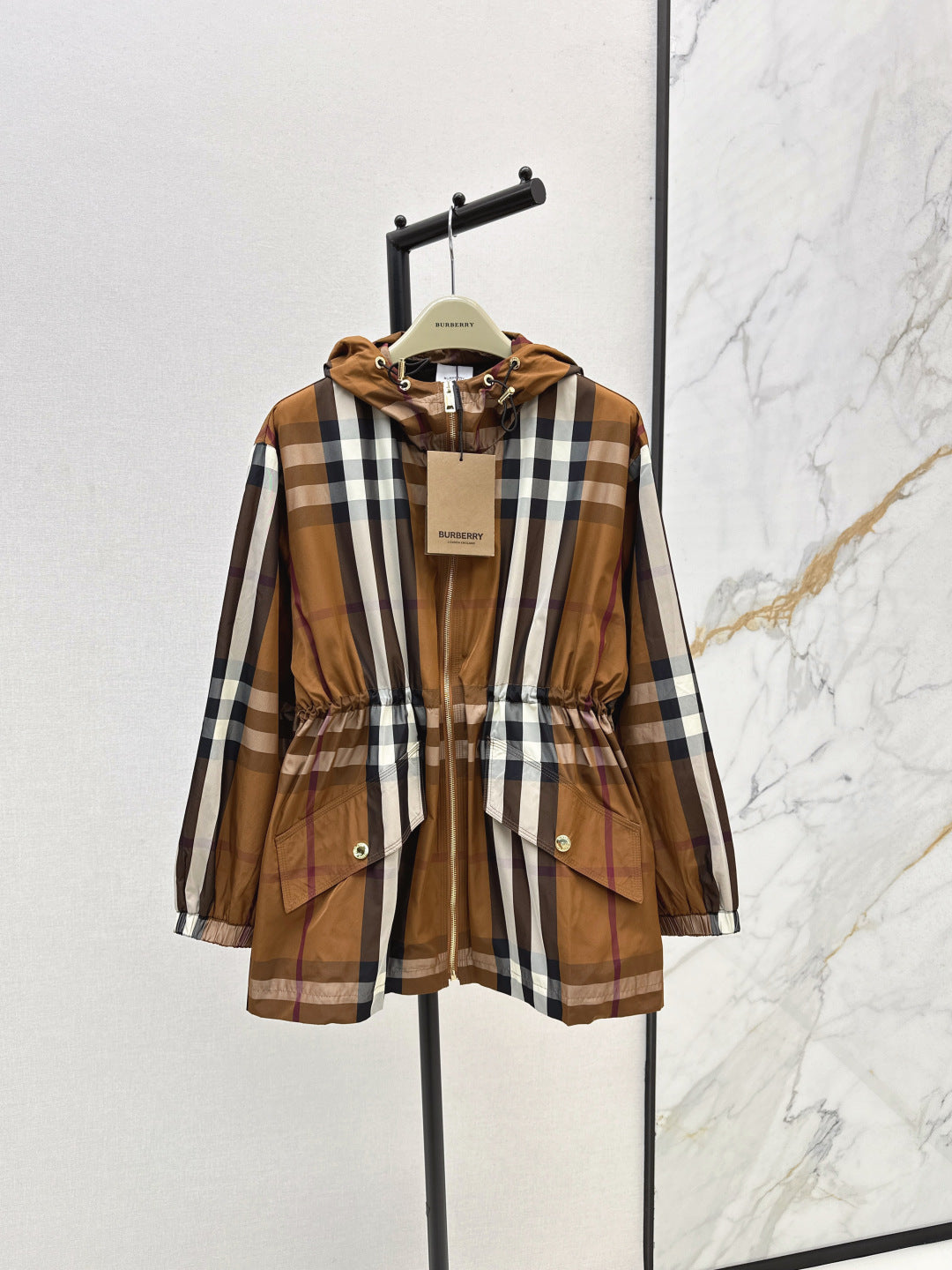 Bur New Plaid hooded jacket