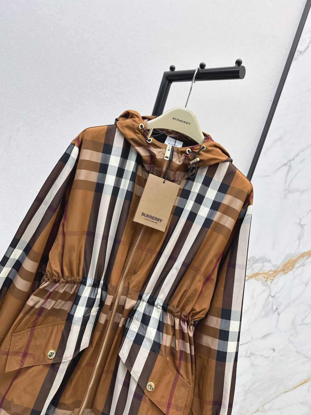 Bur New Plaid hooded jacket