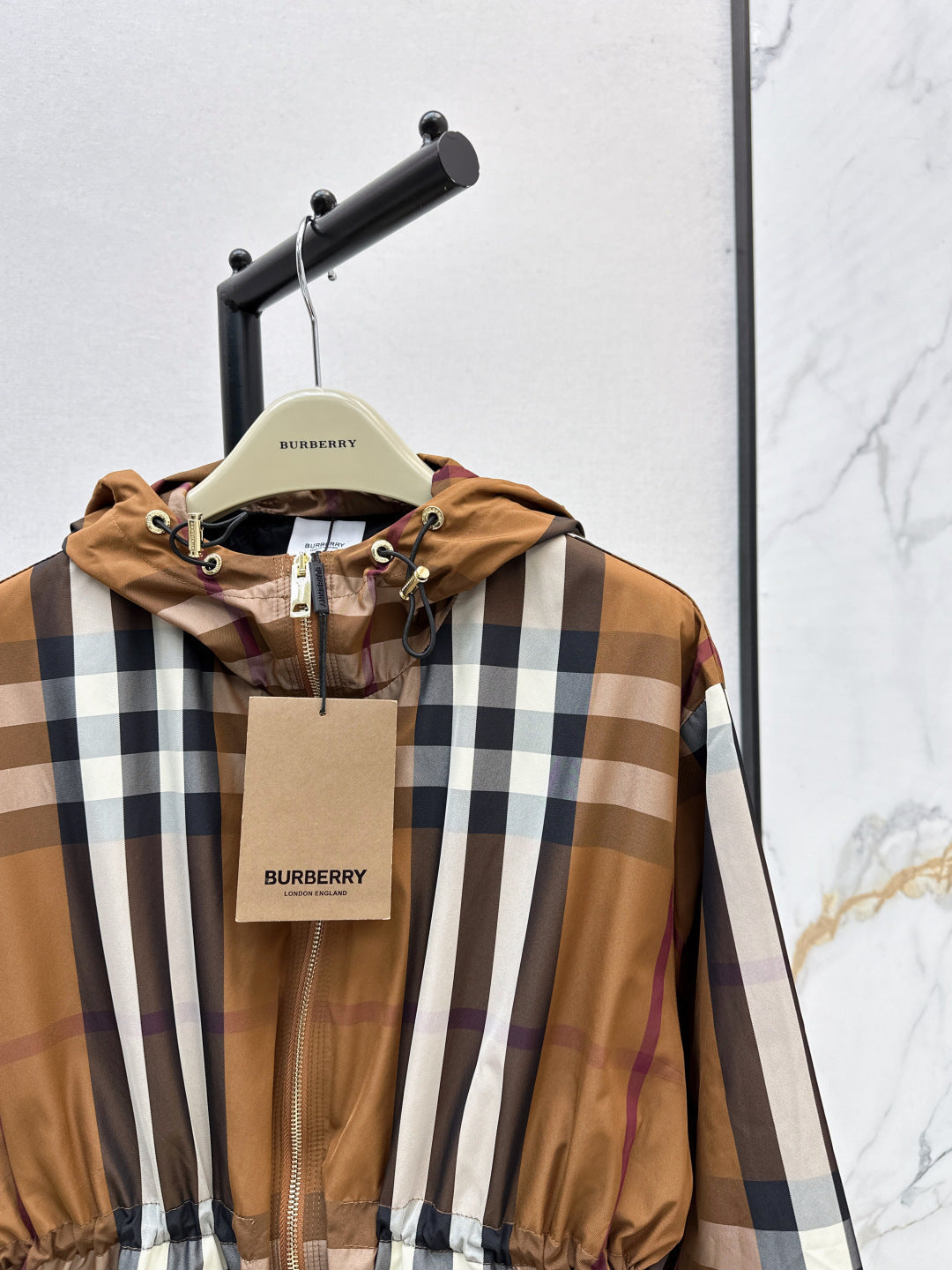 Bur New Plaid hooded jacket