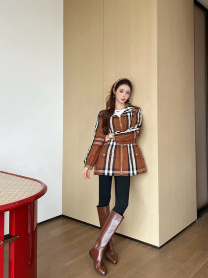 Bur New Plaid hooded jacket