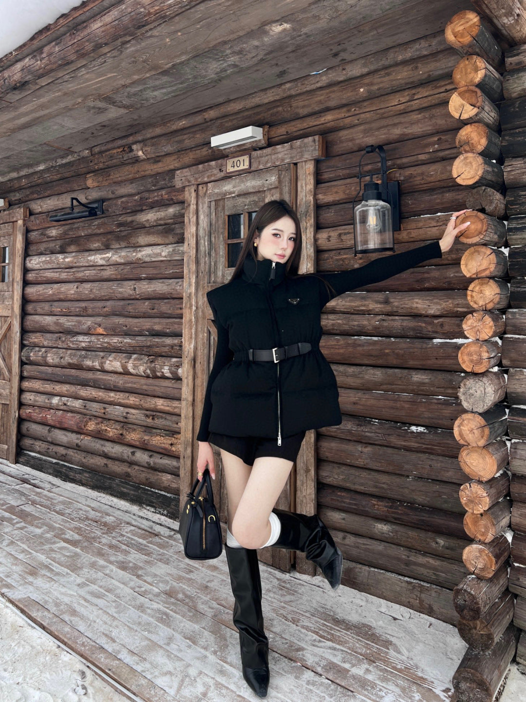 Pra New belt waist vest down jacket