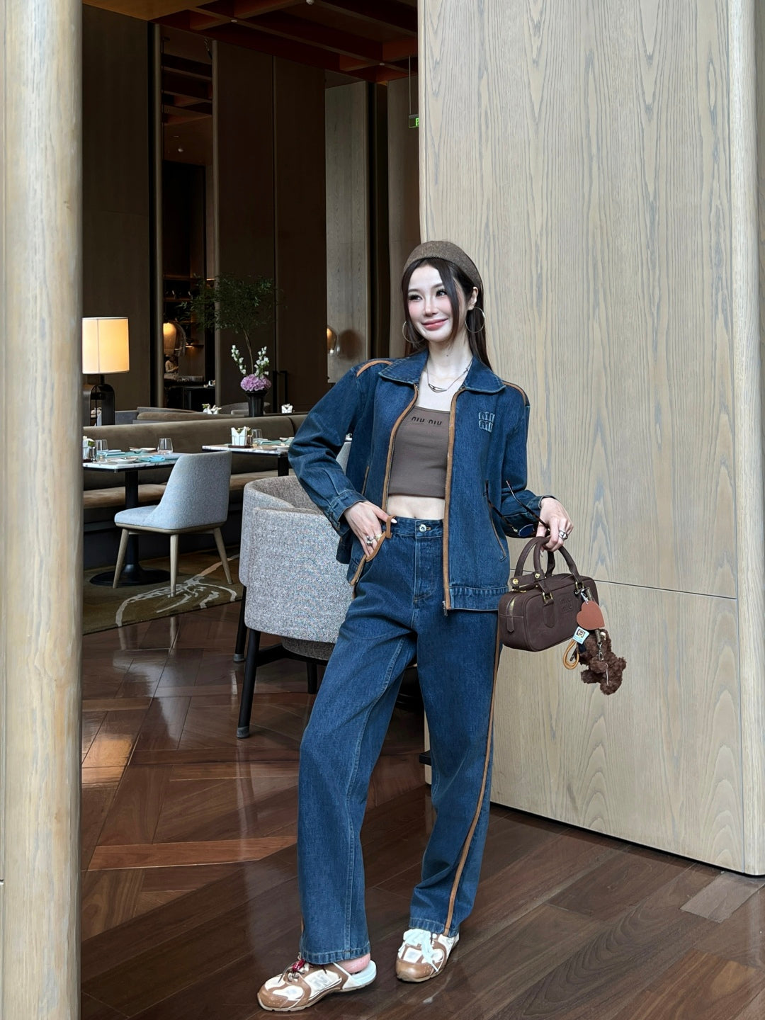 Miu New patchwork leather jeans