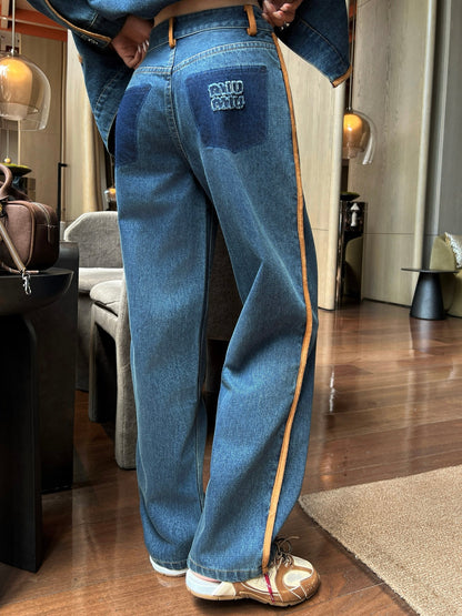 Miu New patchwork leather jeans