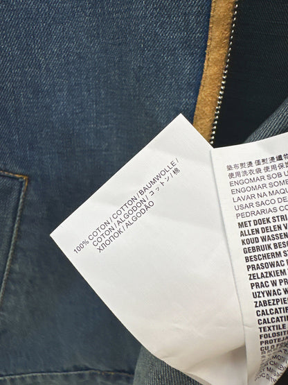 Miu New Leather patchwork denim jacket