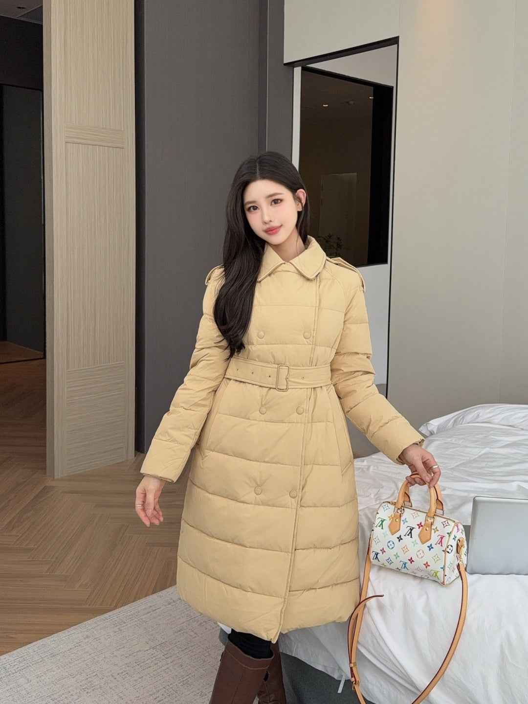 Bur New Double-breasted long down jacket