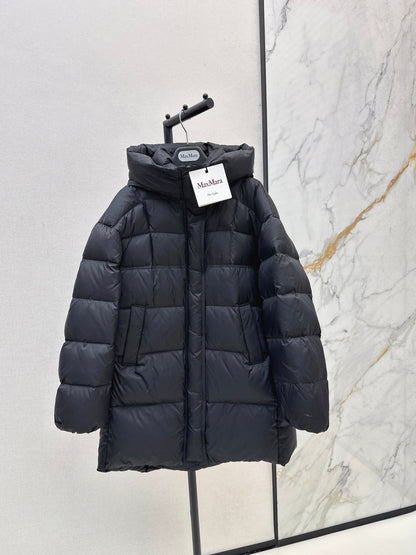 Max New hooded mid-length down jacket