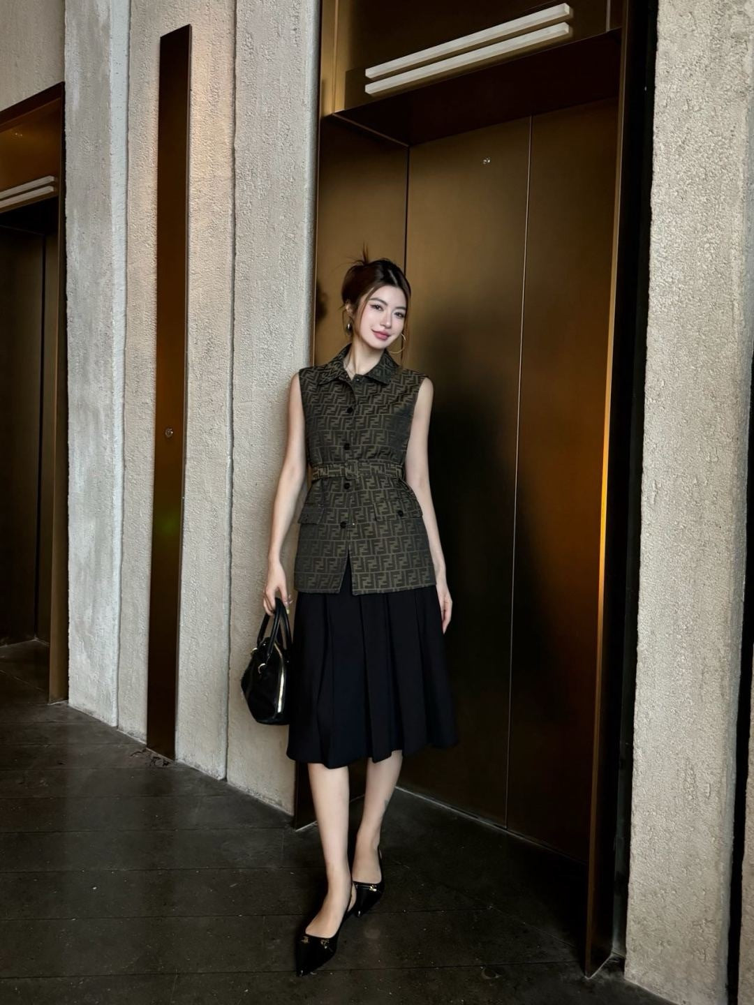 Fend New jacquard vest jacket