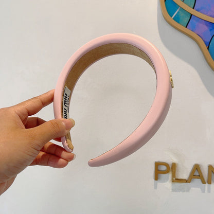 Miu New style sheepskin custom headband with metal letters