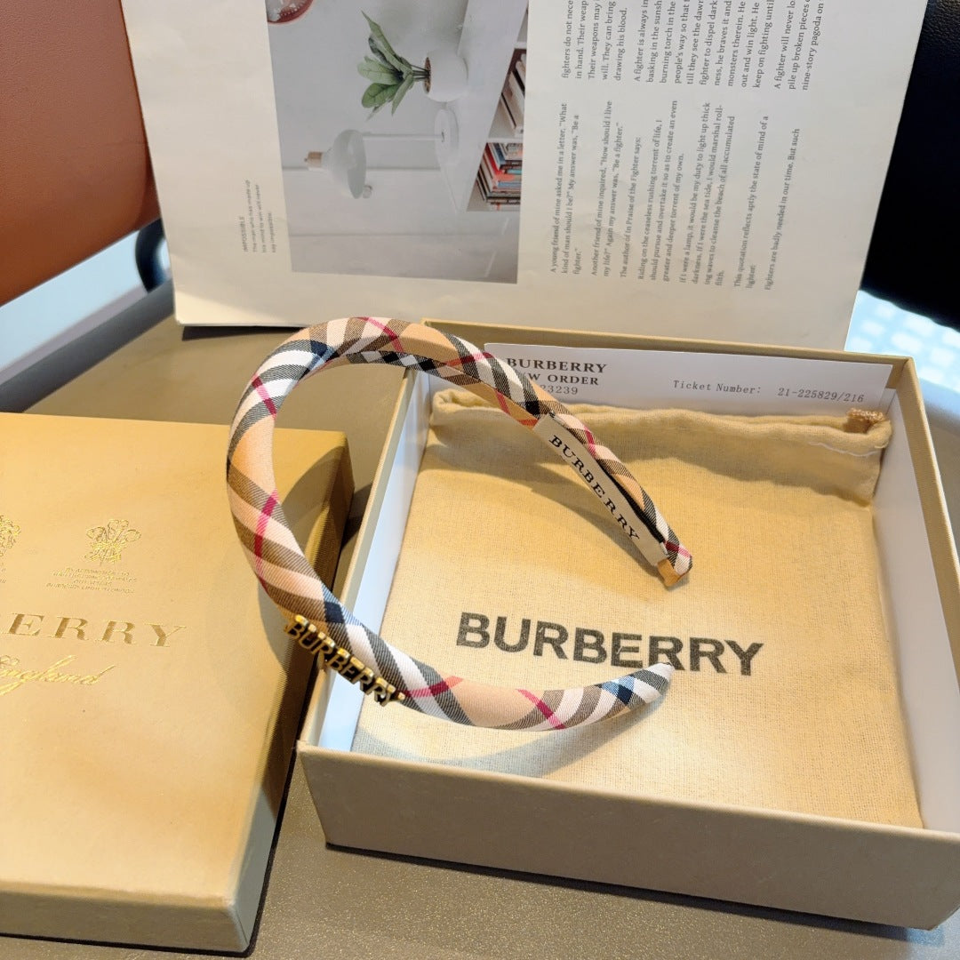 Bur New high version plaid narrow version headband