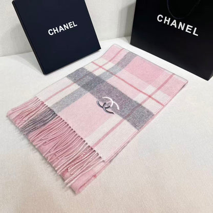 Chan Classic simple double c logo double-sided cashmere scarf