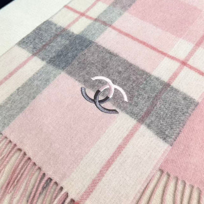 Chan Classic simple double c logo double-sided cashmere scarf