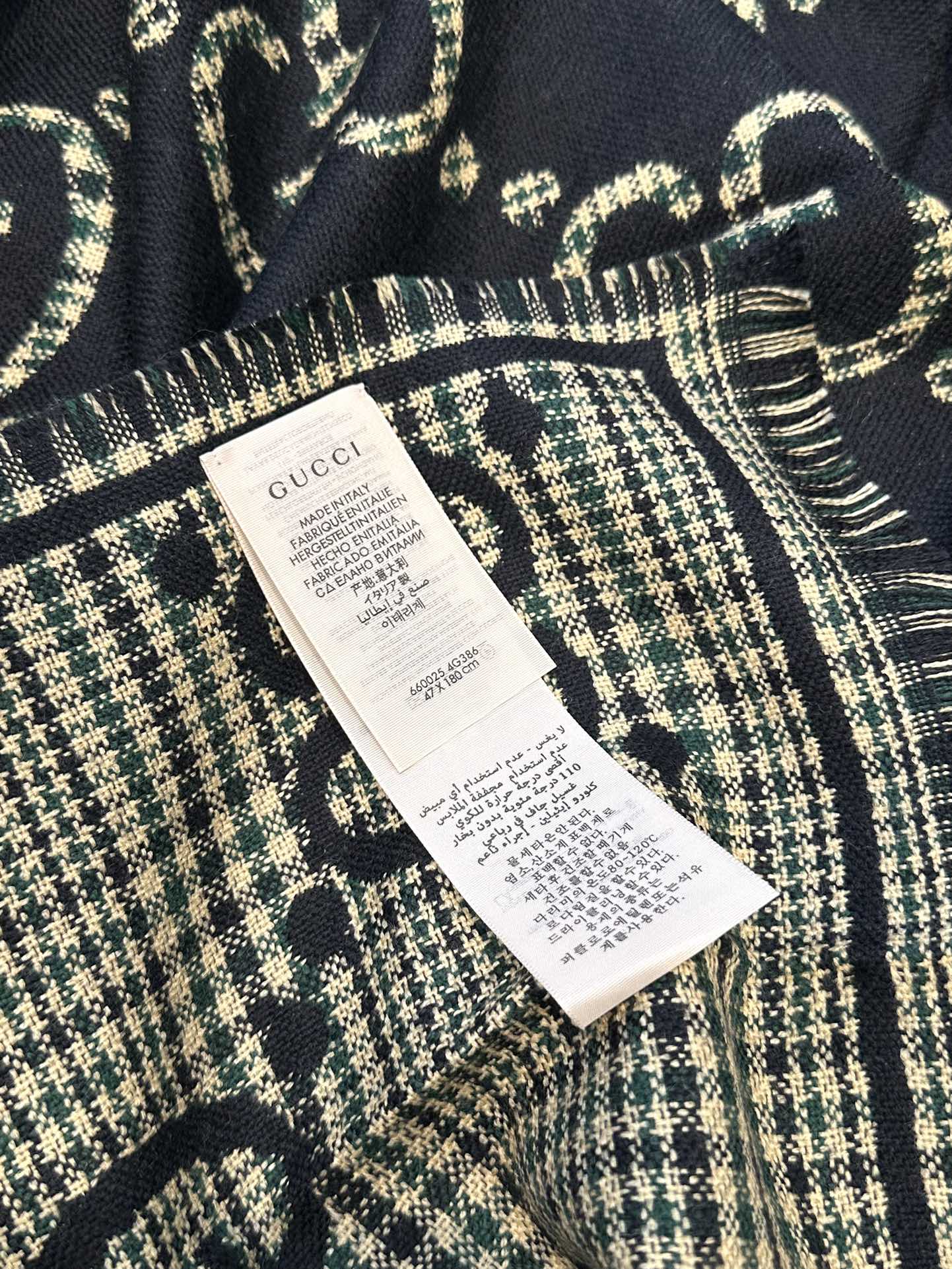 Guc classic double G printed cashmere scarf