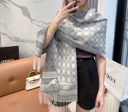 CD New style 100% cashmere scarf with cannage pattern