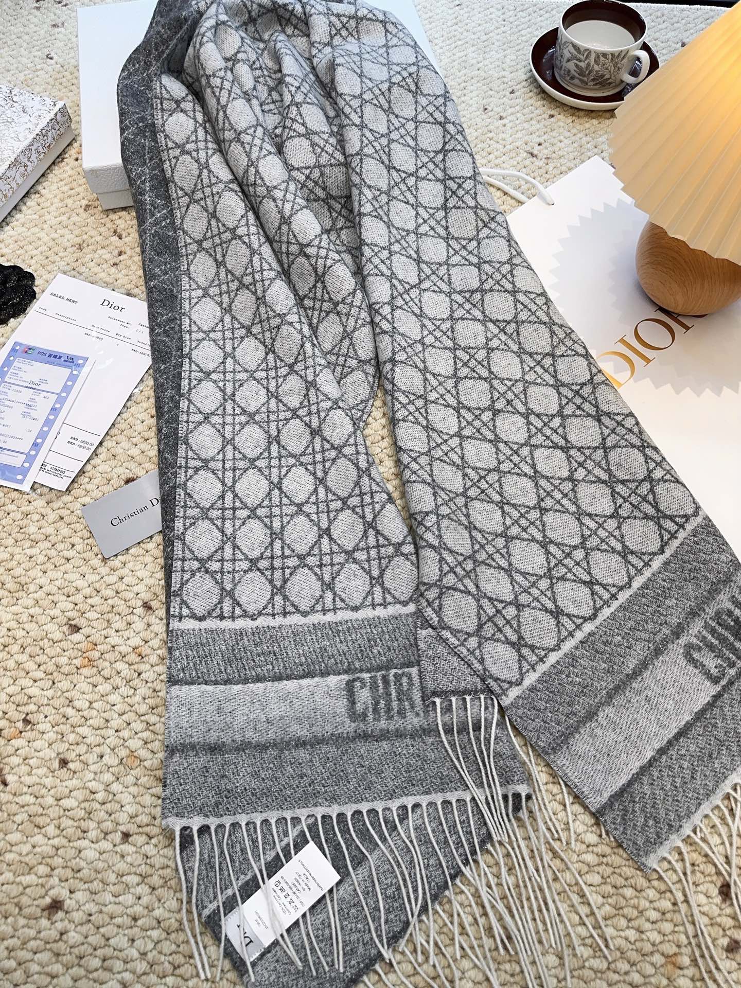CD New style 100% cashmere scarf with cannage pattern
