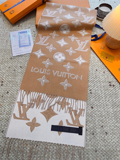 Louis gold classic pattern fringed scarf