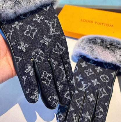 Louis New woolen denim and sheepskin gloves