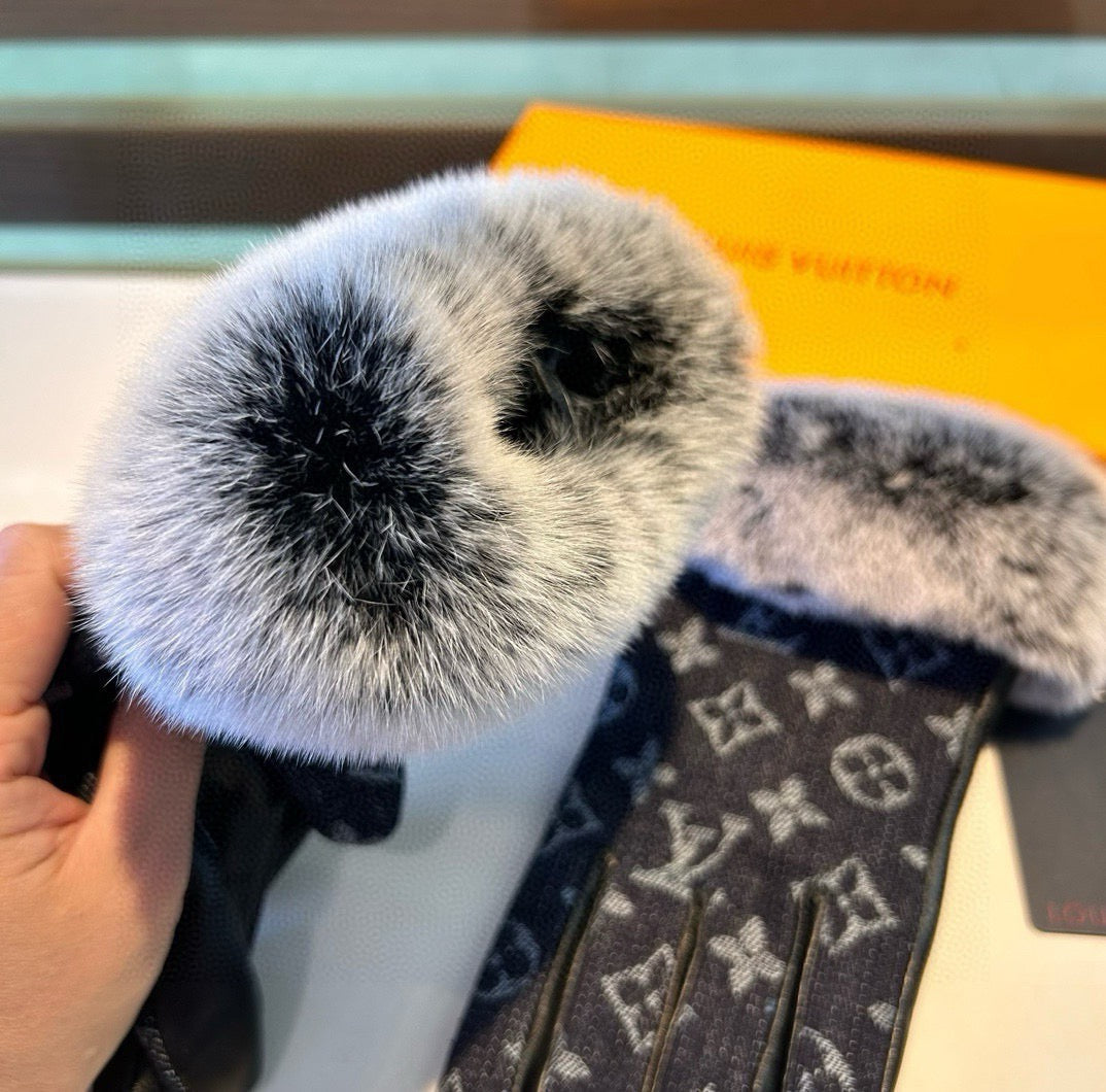 Louis New woolen denim and sheepskin gloves