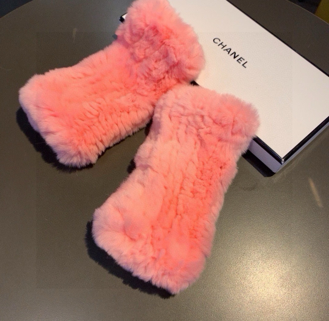 Chan Autumn and winter lazy rabbit fur half gloves