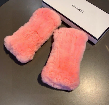 Chan Autumn and winter lazy rabbit fur half gloves