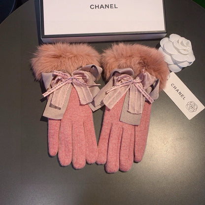 Chan Autumn and winter lazy rabbit fur wool gloves