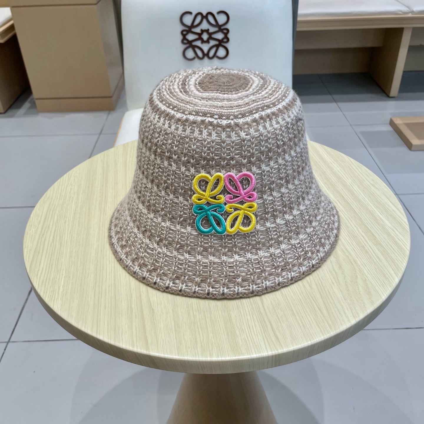 Loe autumn and winter striped knitted bucket hat