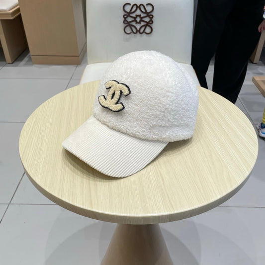 Chan Lamb wool and corduroy brim baseball cap