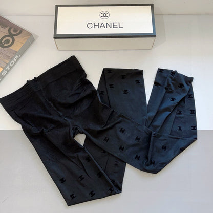 Chan classic flocked monogram stockings