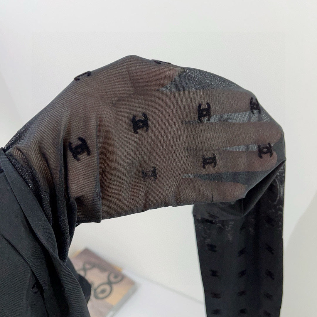 Chan classic flocked monogram stockings