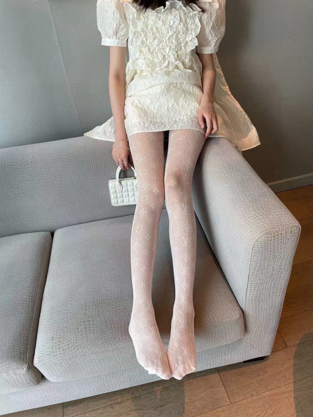 Louis Letter fishnet stockings