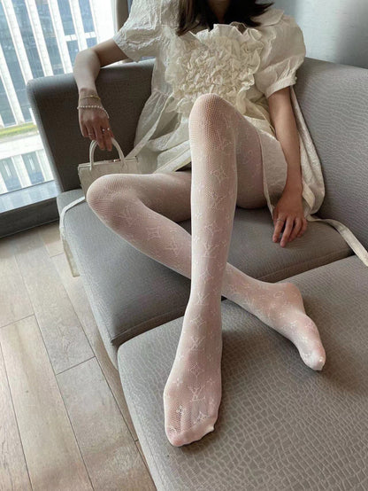 Louis Letter fishnet stockings