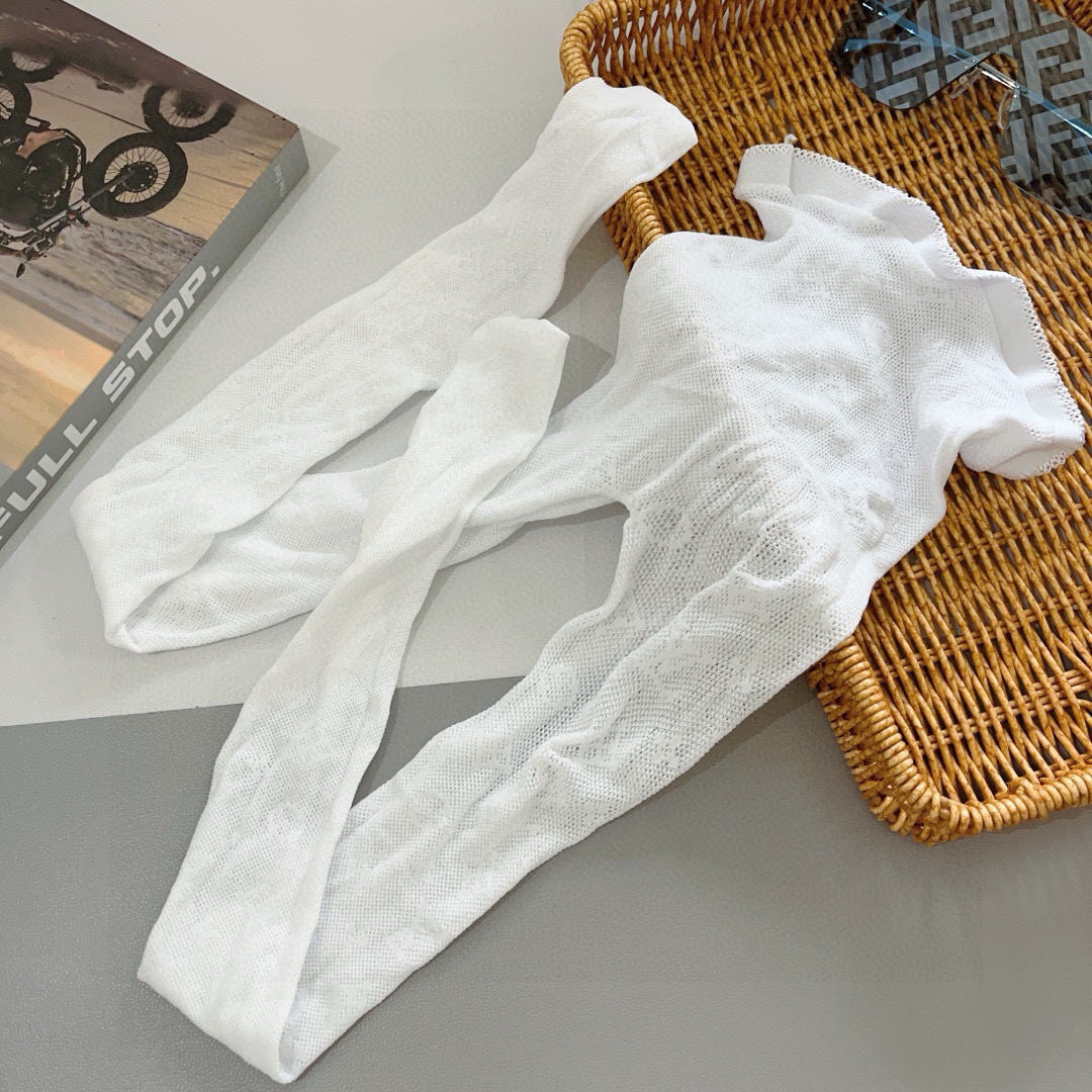 Louis Letter fishnet stockings