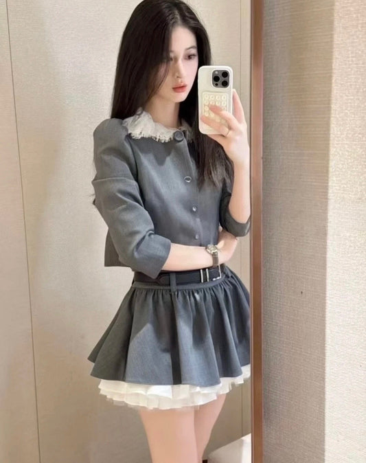 Miu NEW Lace sequin suit