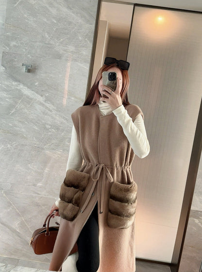 Fend NEW rabbit fur long coat