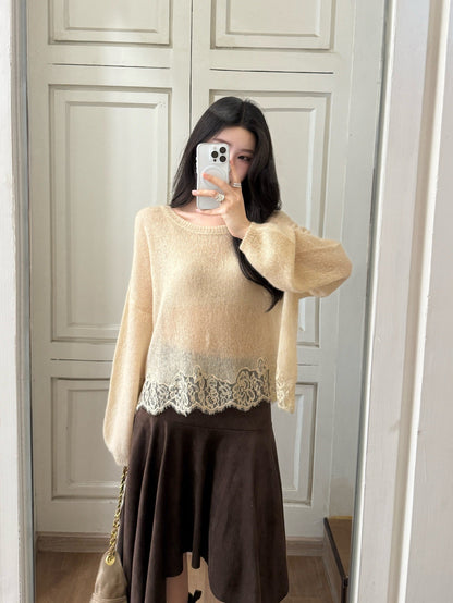 Es NEW Lace knitted sweater