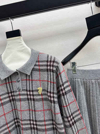 Bur NEW Plaid polo shirt and skirt suit