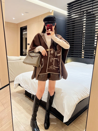 Bur NEW wool cape coat